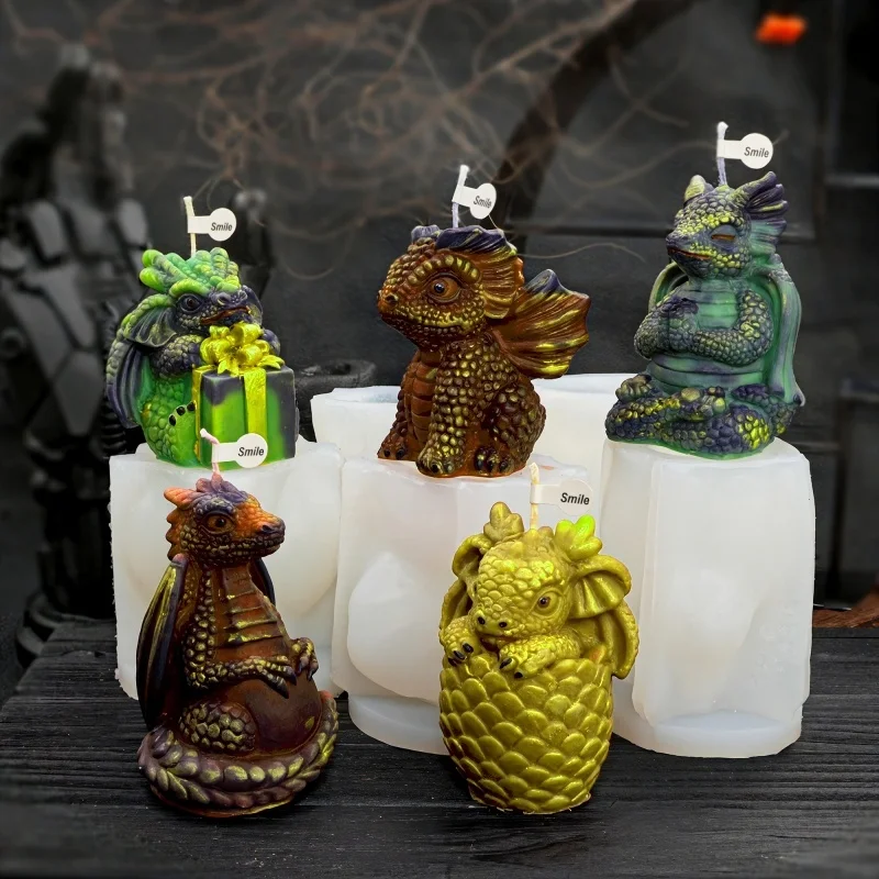 3D Western Flügeliger Drache Silikonform für Kerzen, Drachenhalter, Eier, Geschenkboxen, Harz-Bastelarbeiten, Aromaform, Vintage Drachenwerkzeug, handgemachtes Geschenk