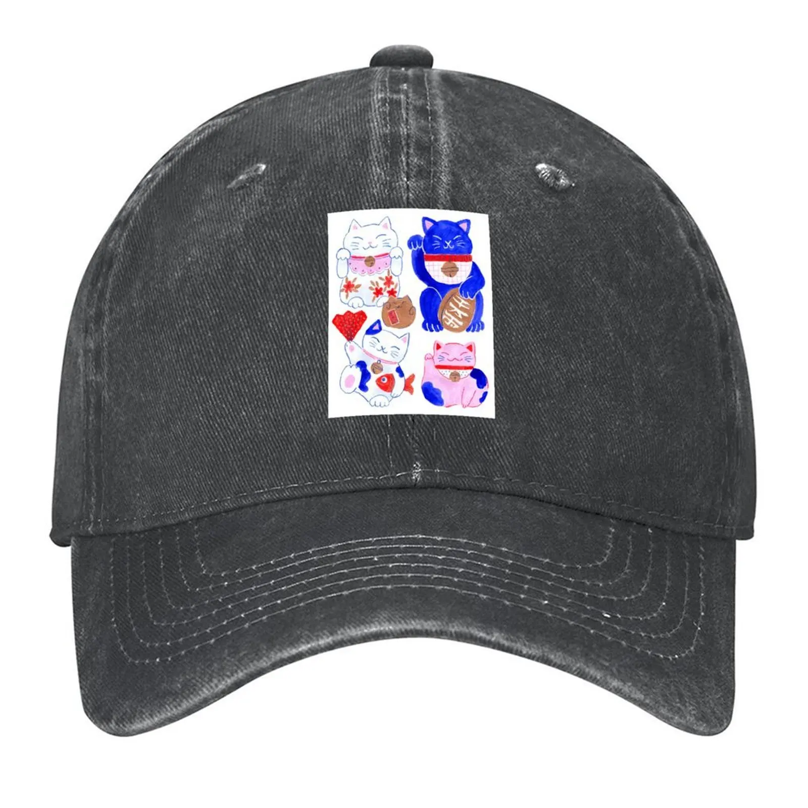 

Maneki Neko Cats Baseball Cap Hat Beach fashionable custom Hat Hip Hop Mens Tennis Women's