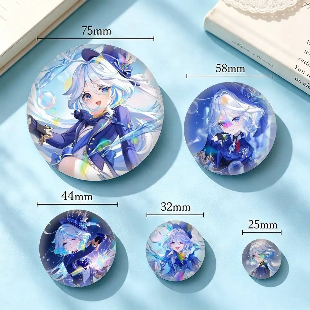 Genshin Impact Furina-A 25mm 32mm 44mm 58mm 75mm Brooches Badges Pins for Accessories Gift