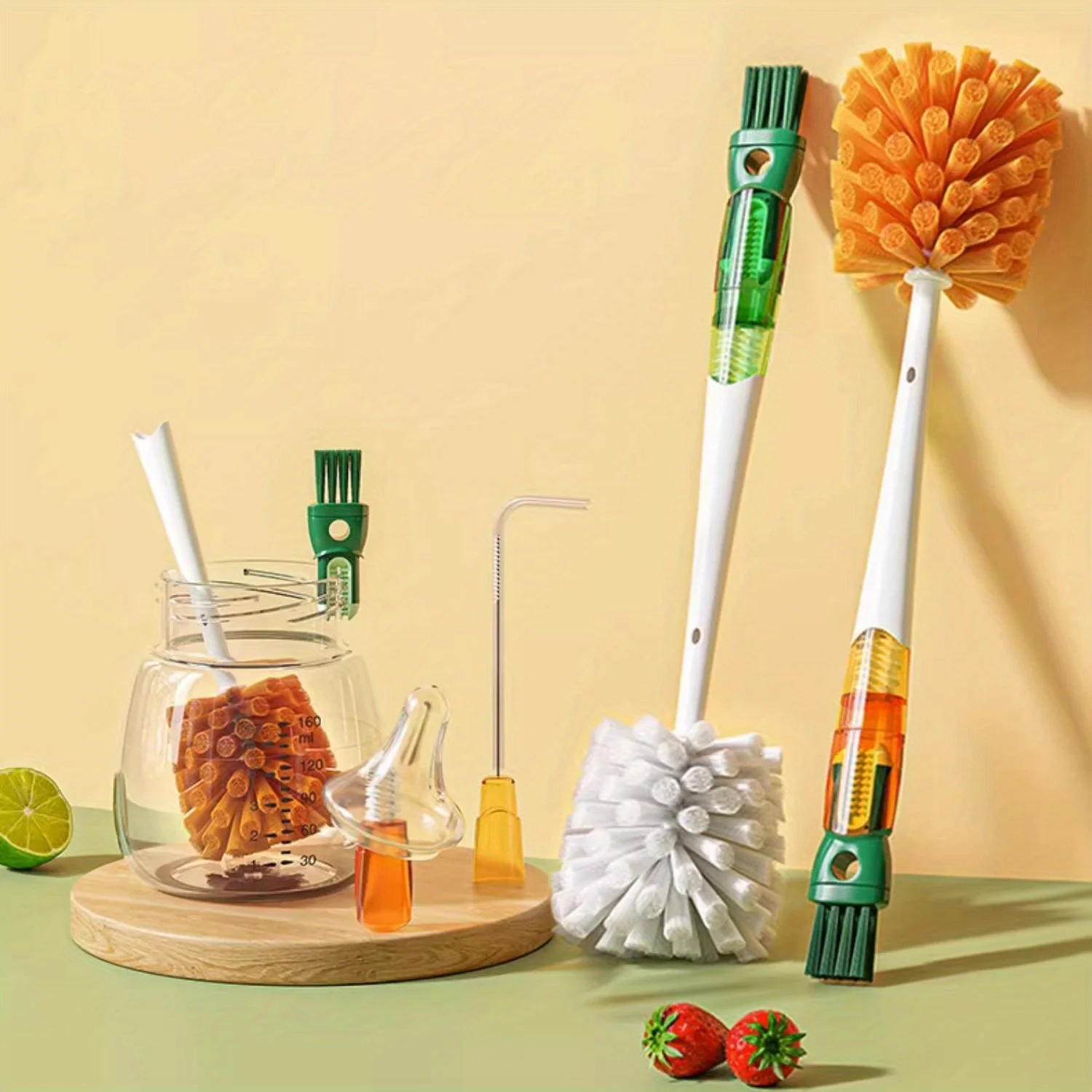 1pc 5 In 1 Multifunctional Cleaning Brush Cup & Bottle Gap Crevice Cleaner Baby Bottle Straw Washing Tool Kitchen Gadgets