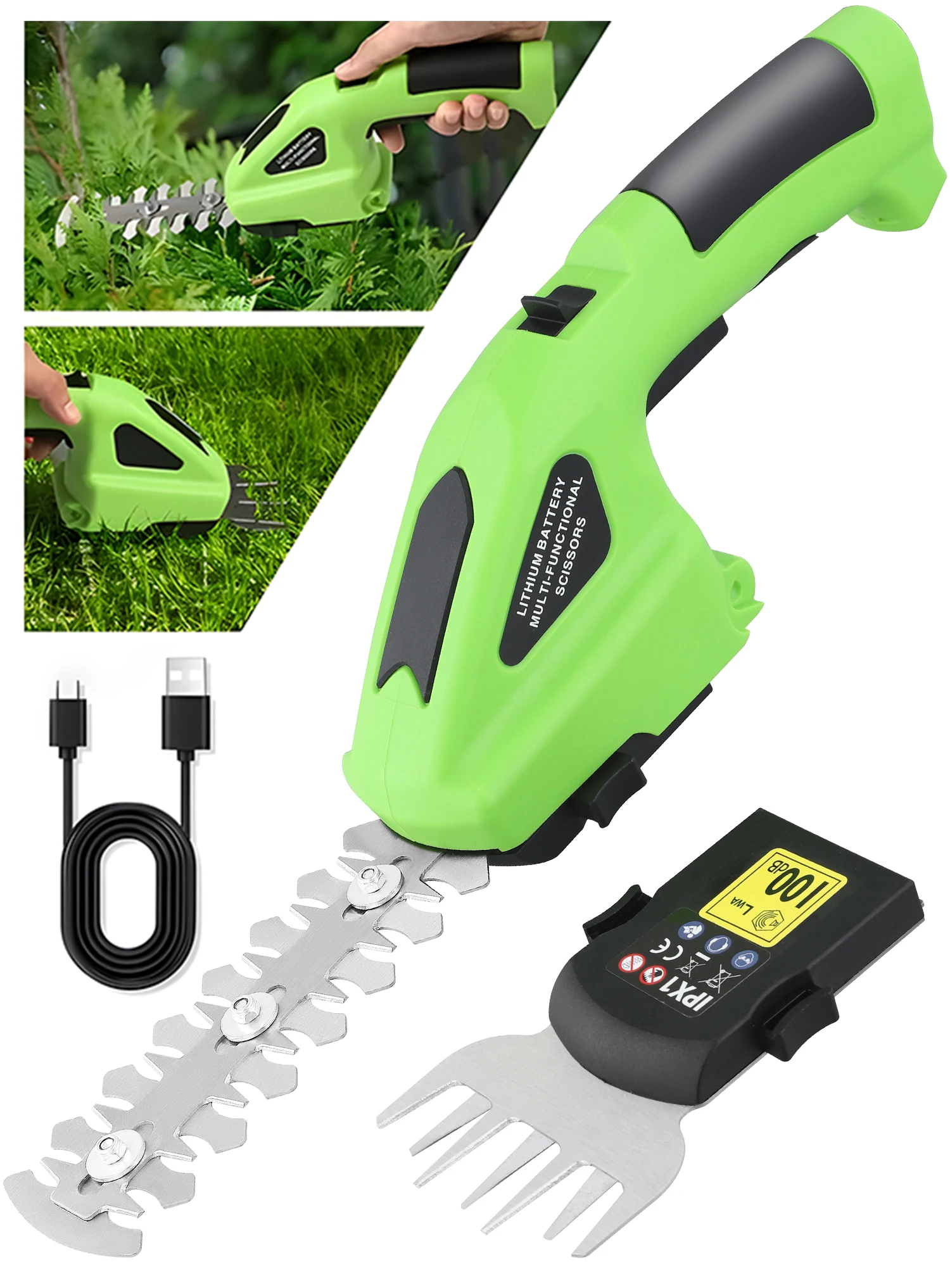 

Cordless Grass Shear & Electric Hedge Trimmer 2 in 1 Handheld Hedge Trimmer 7.2V Electric Grass Cutter Rechargeable Battery