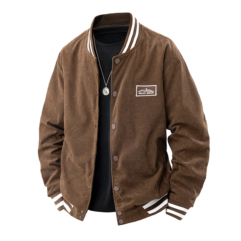 New Fashion Men Spring Autumn Casual Baseball Jackets Good Quality Male Loose Retro Corduroy Coats Men's Clothing Size 5XL