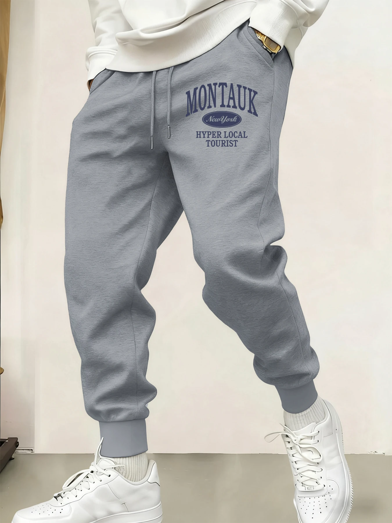 

Montauk New York Hyper Local Tourist Prints Mans Sweatpants Y2K Hip Hop Trousers Casual Multicolor Pants Fashion Fleece Pant