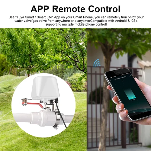 Imagen 2 del producto Tuya-válvula de agua WiFi, válvula de bola de cierre de Gas, temporizador, controlador de grifo inteligente para jardín, compatible con asistente de Google Alexa SmartLife
