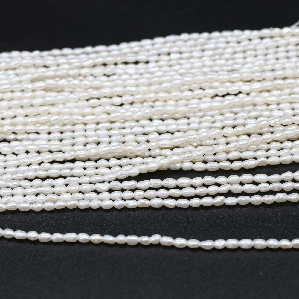 2-2.5mm White Rice Pearls Natural Freshwater Pearls Spacer Beads for Jewelry Making Supplies DIY Necklace Bracelet Accessories