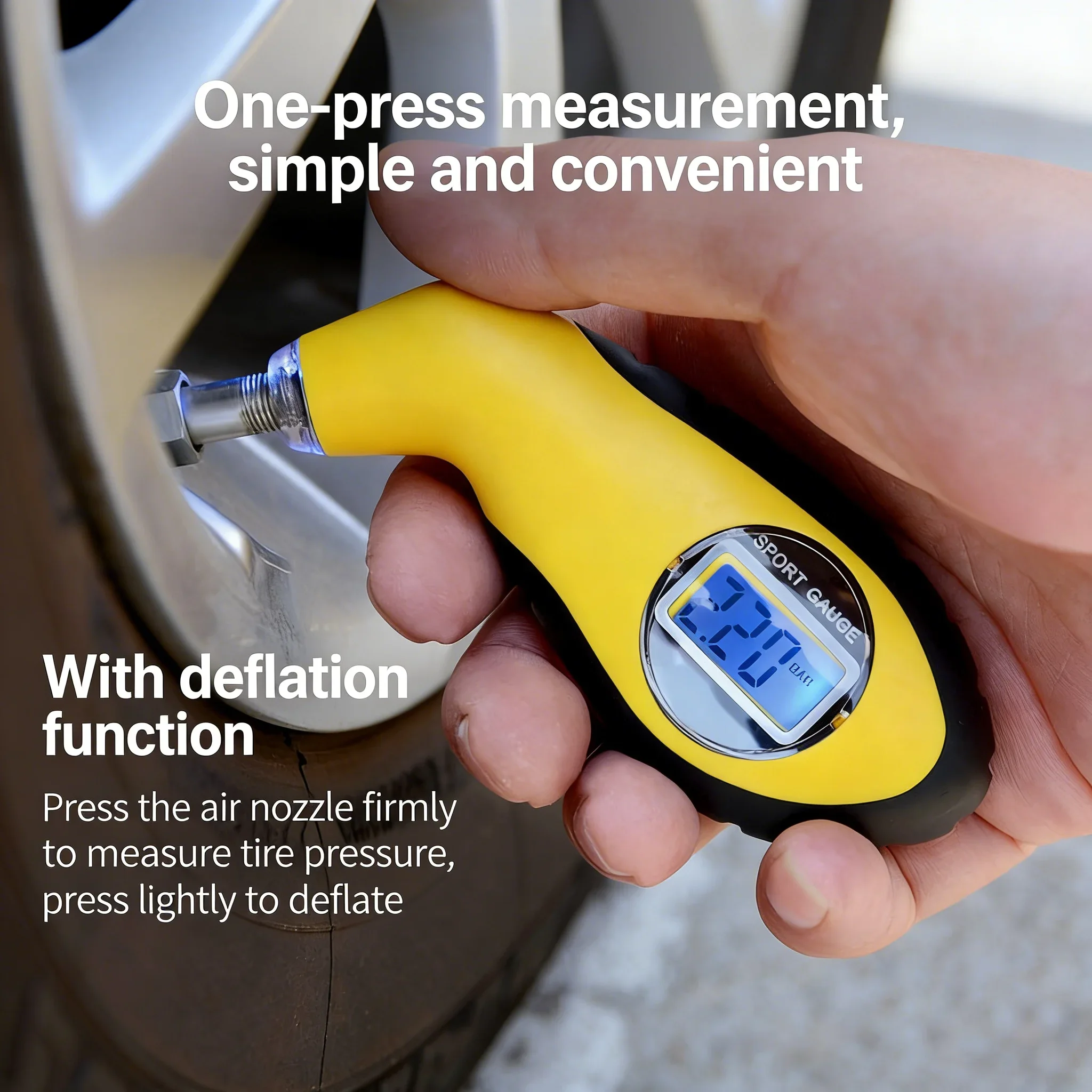 Digital Tire Pressure Gauge LCD Backlit 0-100PSI PSI KPA BAR for Car Motorcycle ABS Rubber