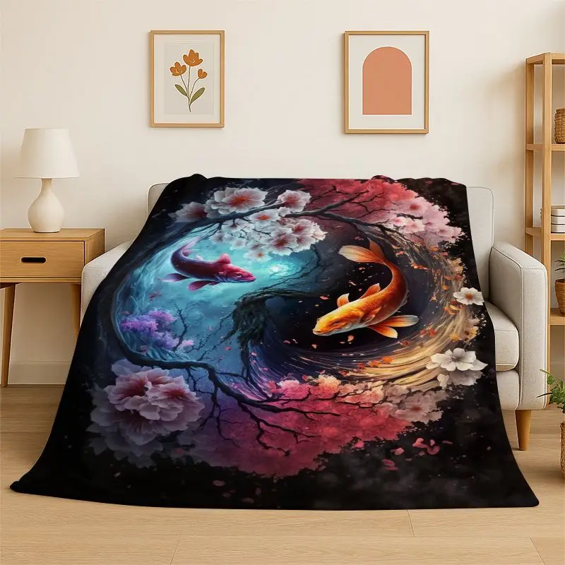 Meditation Yin Yang Tai Chi Bagua Yoga Flannel Blanket Soft Throw Blanket for Bedroom Living Room Bed Travel Camping Picnic Nap