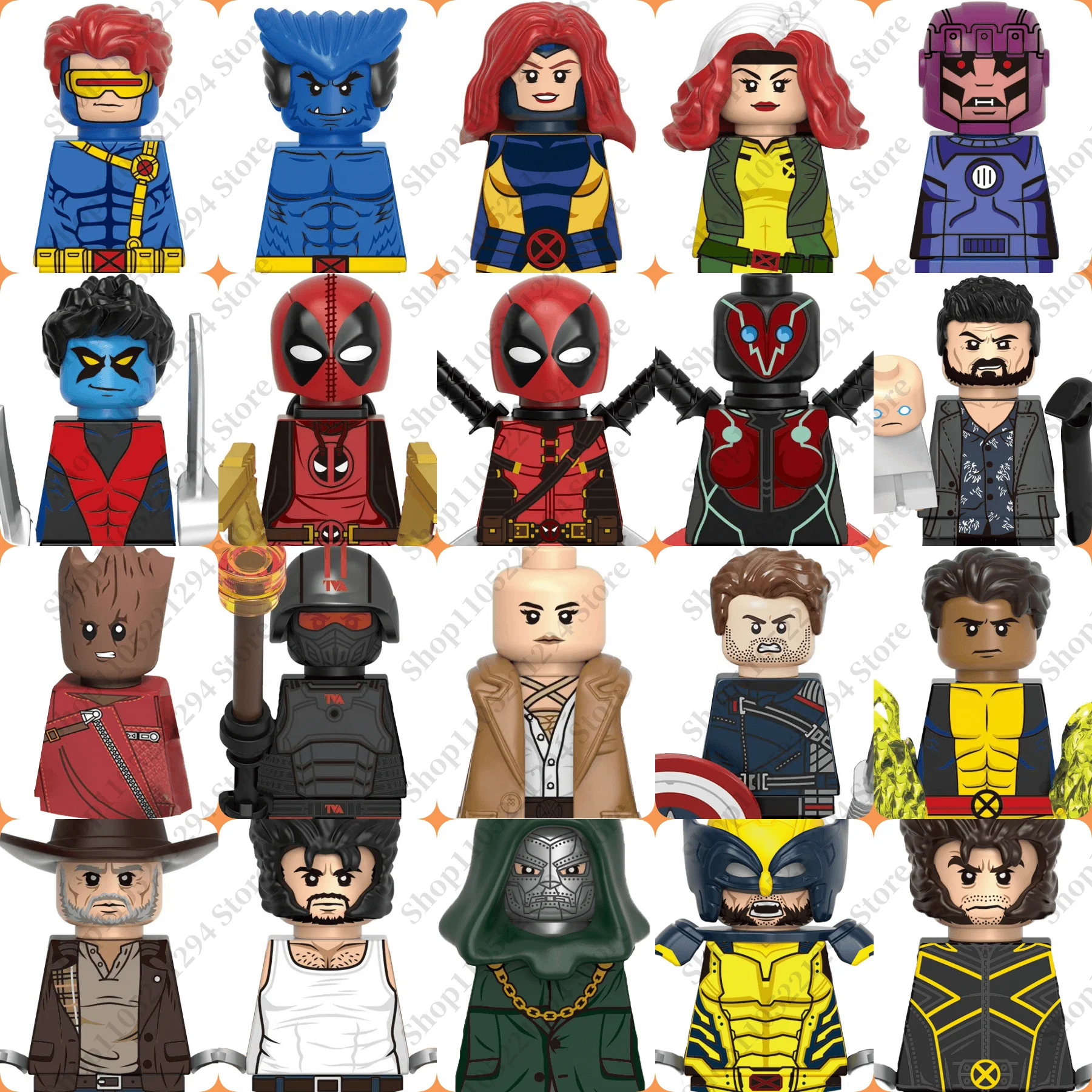 

Marvel Hero toy building blocks MINI brick toys Gambit Beast Storm Sabretooth Jubilee Assemble dolls toys holiday gifts