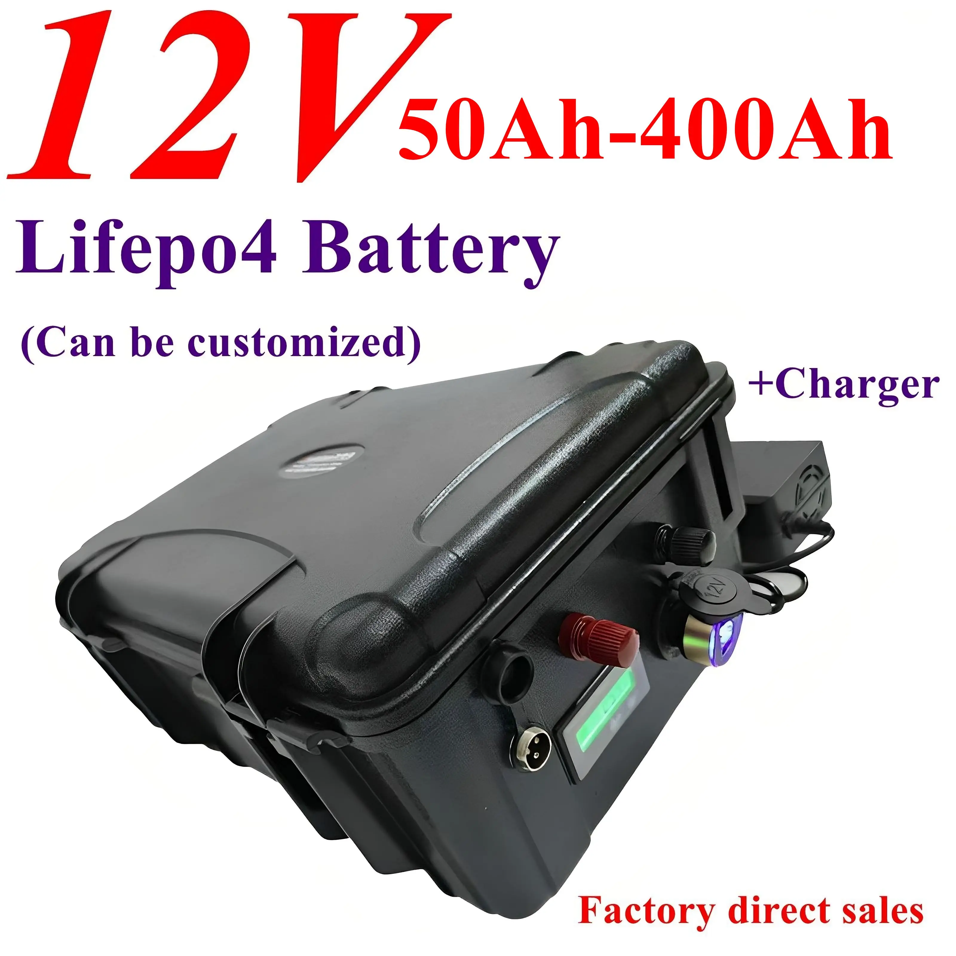 Witte 12V 200Ah 100AH 150AH 300Ah 400AH 500Ah 600Ah Lifepo4 lithium battery bluetooth BMS Power Supply for inverter fishing boat