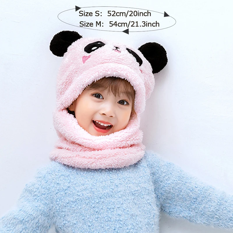 Fashionable Autumn and Winter Cute Childrens Cartoon Scarf Hat Two Piece Set Double Layer Wool Warm Boys and Girls Hat