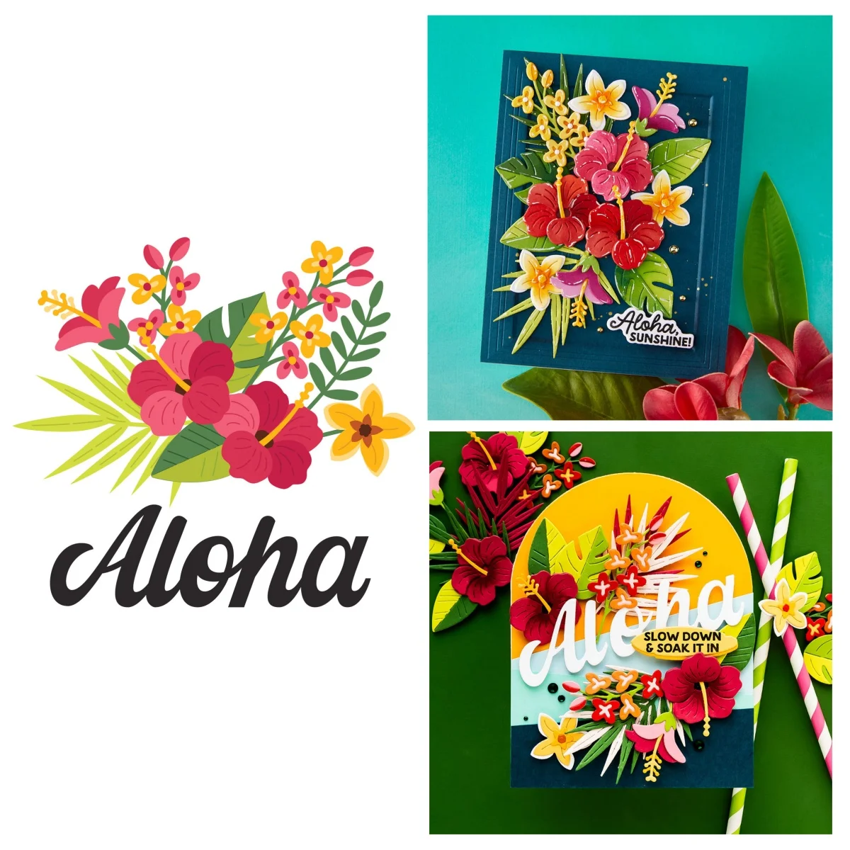 

June 2026 Sea Tropical Blooms Metal Cutting Dies Clear Stamps Stencil Island Style Hot Foil For DIY Decorating Scrapbook Card