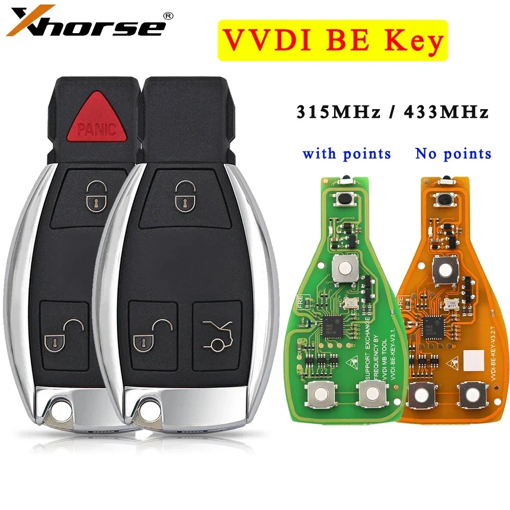 

Пульт дистанционного управления XHORSE VVDI BE Key Pro для Mercedes Benz V3.1 PCB, улучшенная версия смарт-чипа 315/433 МГц, можно обменять маркер MB BGA