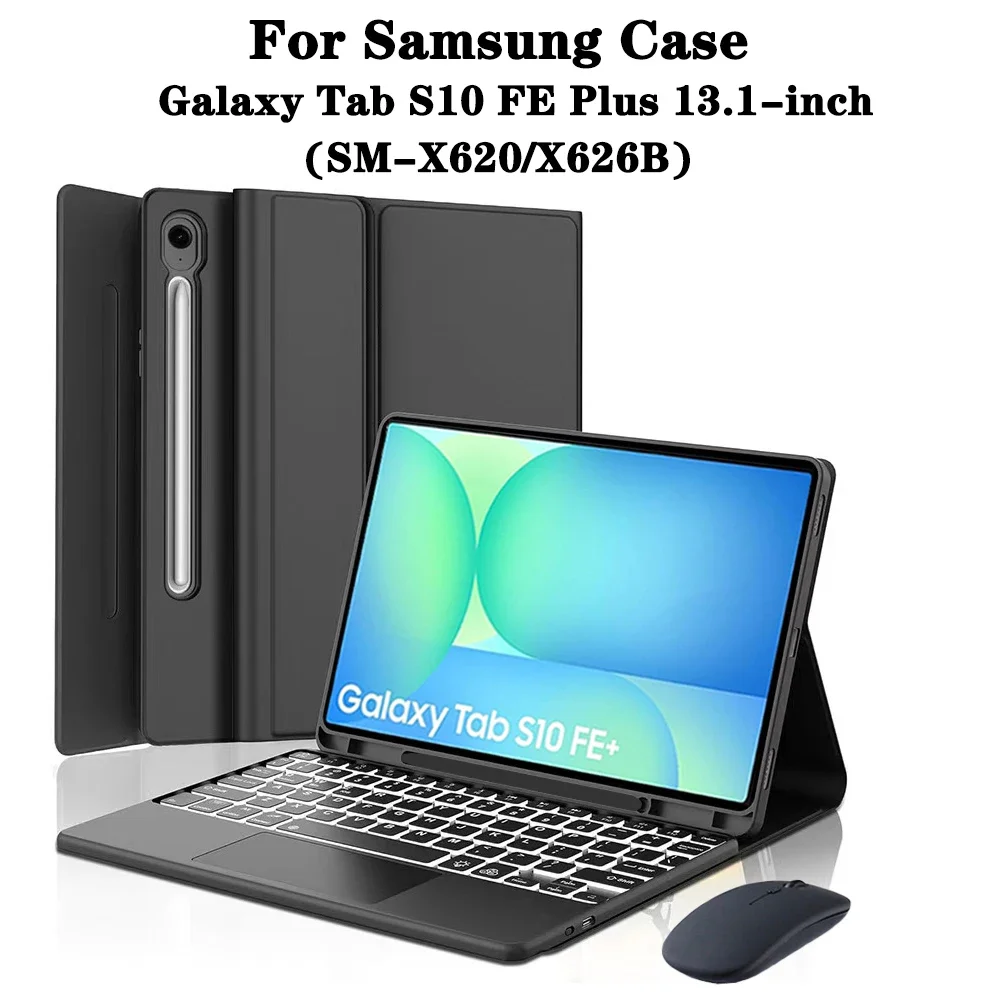 

Tablet Case for Samsung Galaxy Tab S10 FE Plus 13.1 lnch,Detachable Keyboard Cover for Tab S10 FE+ 13.1" Case with Pencil Holder