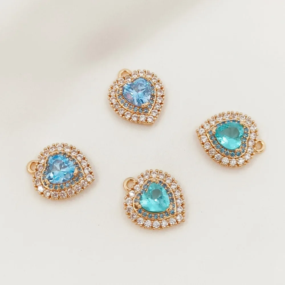 

14K Gold-plated and Zircon Ocean Heart Pendant, Heart-shaped Pendant, Diy Handmade Jewelry