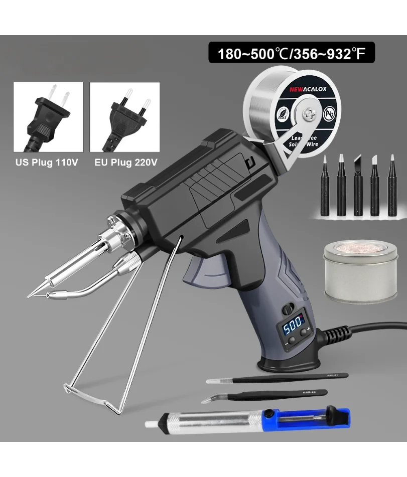 

LCD Soldering Iron Kit with Adjustable Temp 180-520°C/356~932℉ Auto Send Tin Soldering Iron Gun for Welding Repair