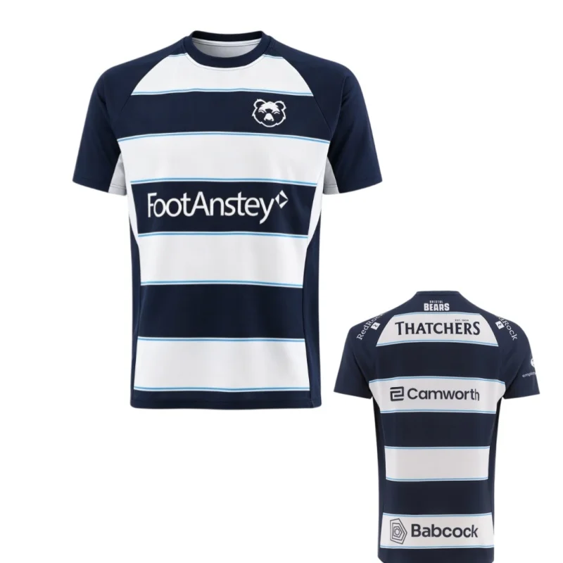 26/27 Neues Bristol Bears Herren-Trikot, 3D-Druck, Heimtrikot, T-Shirt, Y2K-Stil, schnelltrocknend, lässig, geeignet für den täglichen Gebrauch und zum Training. – Detail 4