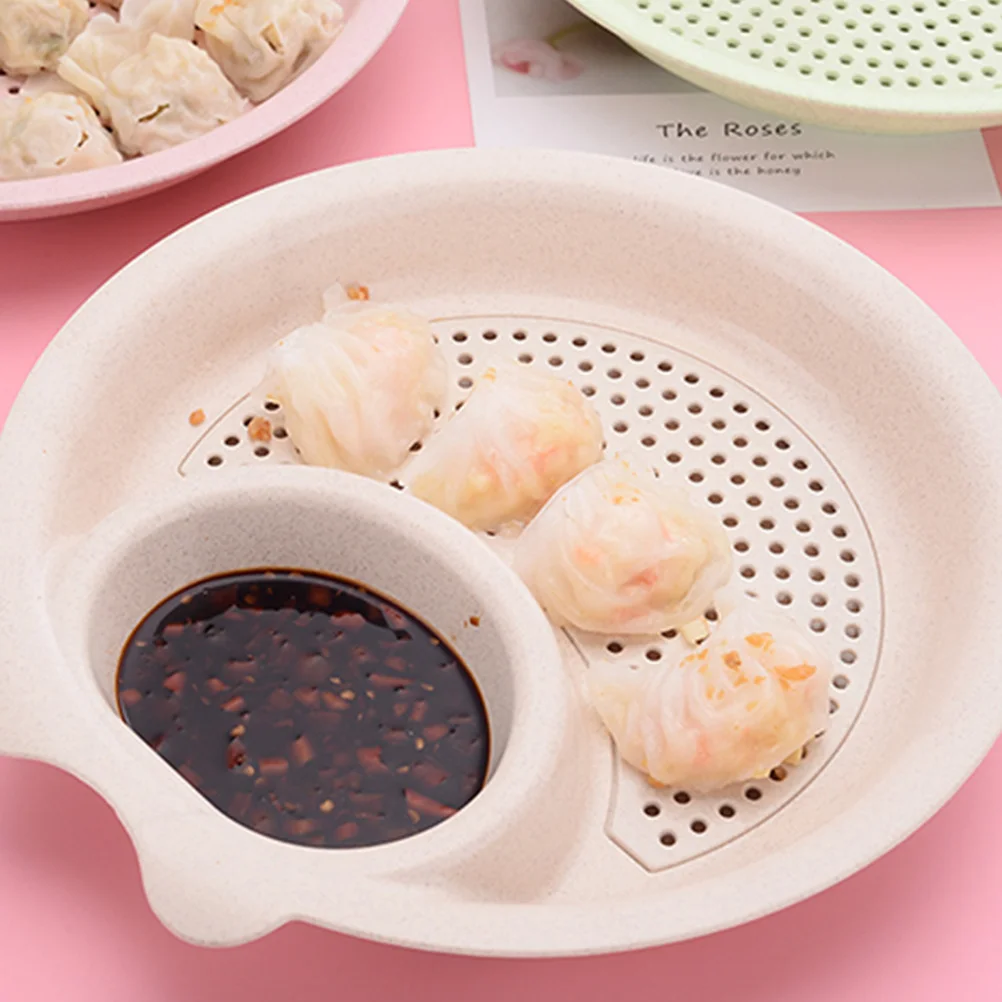 

3pcs Plastic Dumpling Double Layer Draining Sauce Dish Multi Grid Dipping For Kitchen Household Tableware Fruit Vegetable Dish