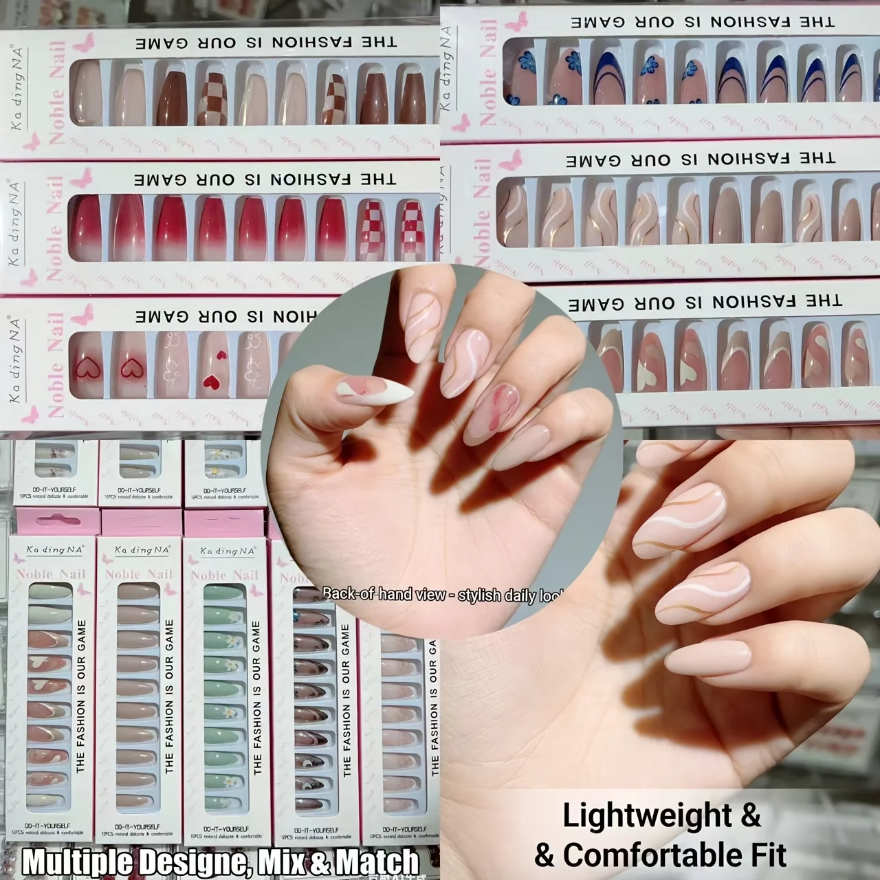 Exquisite press-on nails 12 pieces in one size for easy wear, random blind box surprise styles