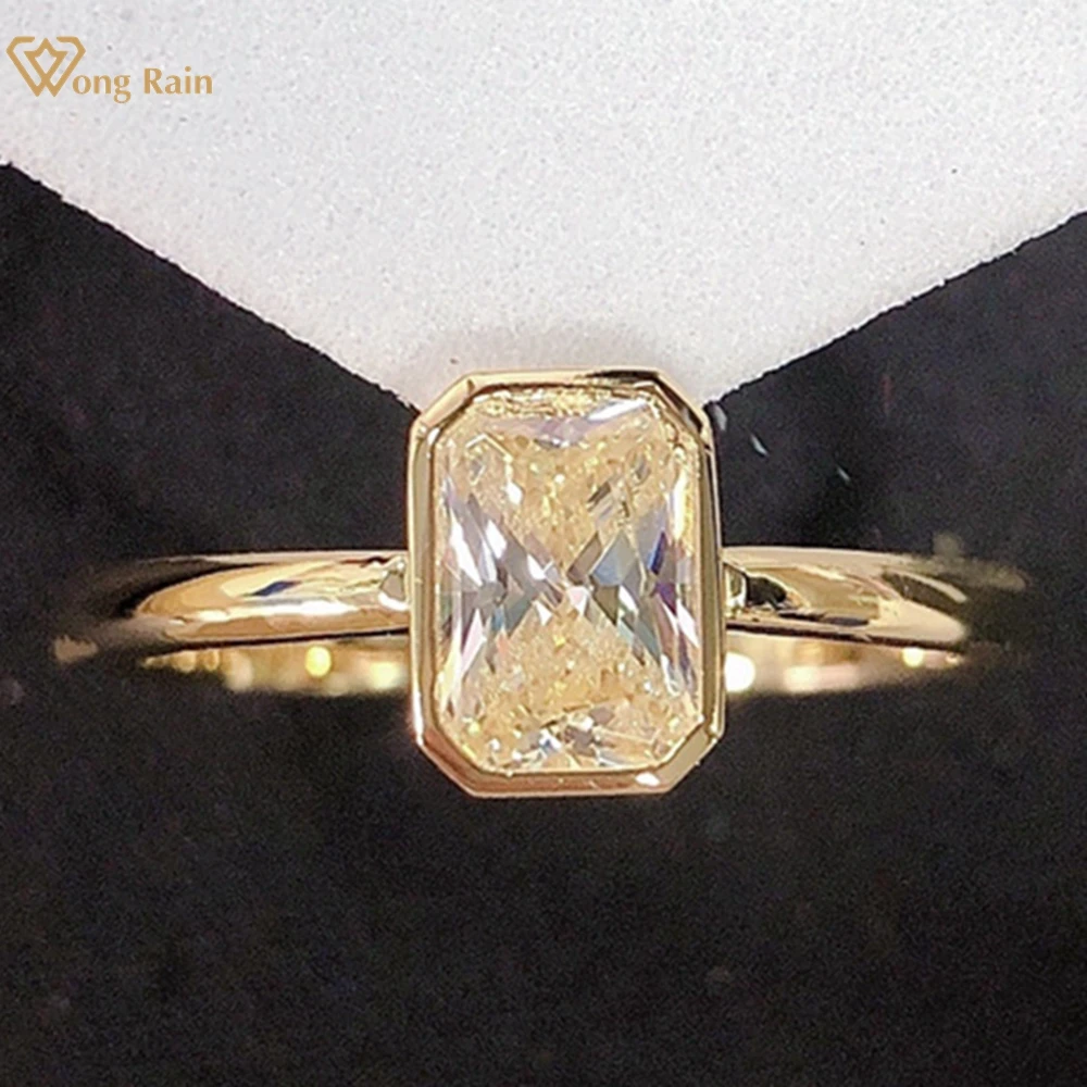 

Wong Rain 18K Gold Plated 925 Sterling Silver 1CT Radiant Cut Citrine Gemstone Engagement Jewelry Cocktail Party Ring for Women