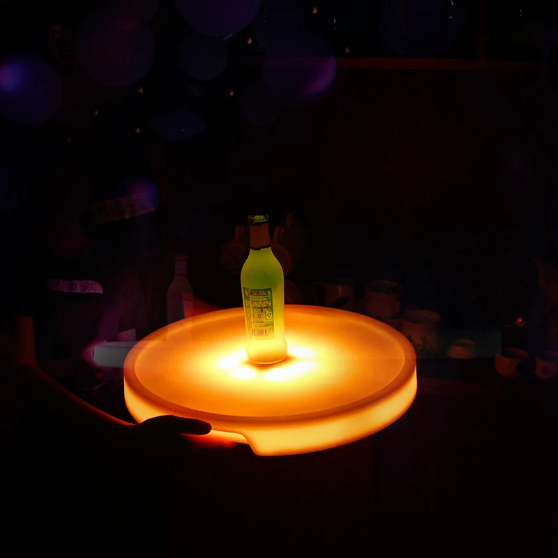 

LED Glowing Wine Tray for Bar, Creative Waterproof Beer Holder, Multicolor Rectangular Drink Plate, Cocktail Serving Tray