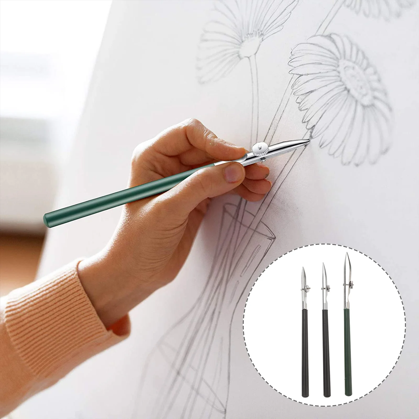 3 Pcs Set Mark Pens for Drawing Fine Lines Adjustable Watercolor Painting Straight Ruling Office