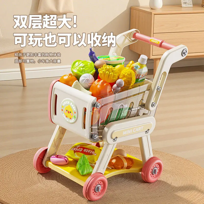 Simulation Kitchen Fruit Supermarket Handcart Toy Toddler Pretend Play Role Play Game Educational Interactive Playset Cute Daily
