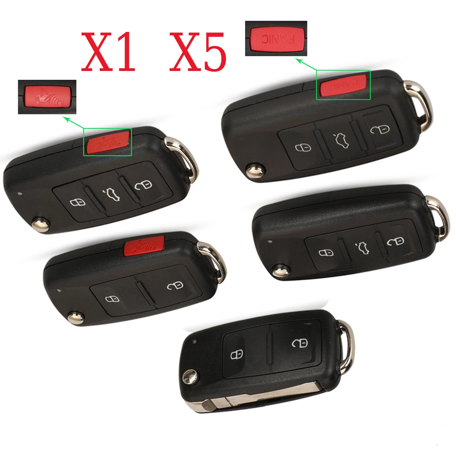 Jingyuqin X1 X5 Fernbedienungs-Autoschlüsselgehäuse für VW/VOLKSWAGEN Caddy Eos Golf Jetta Beetle Polo Up Tiguan Touran Klappbar