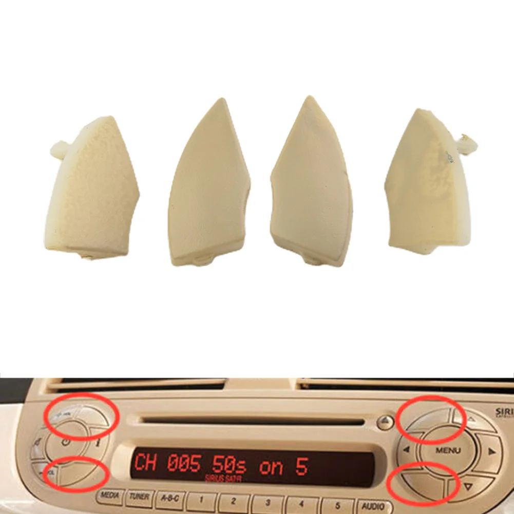 4Pcs For Fiat 500 Radio Cd Button Buttons Beige Trim Mould Cover Removal Auto Radio Trims Cap Replacement