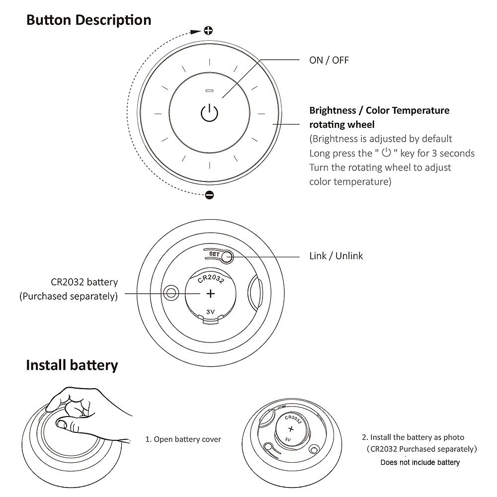 MiBoxer K3S 2.4G Rotating Wheel Remote Color Temperature Panel Remote Control Adjustable Dimmer Wireless for Lamps/Controllers