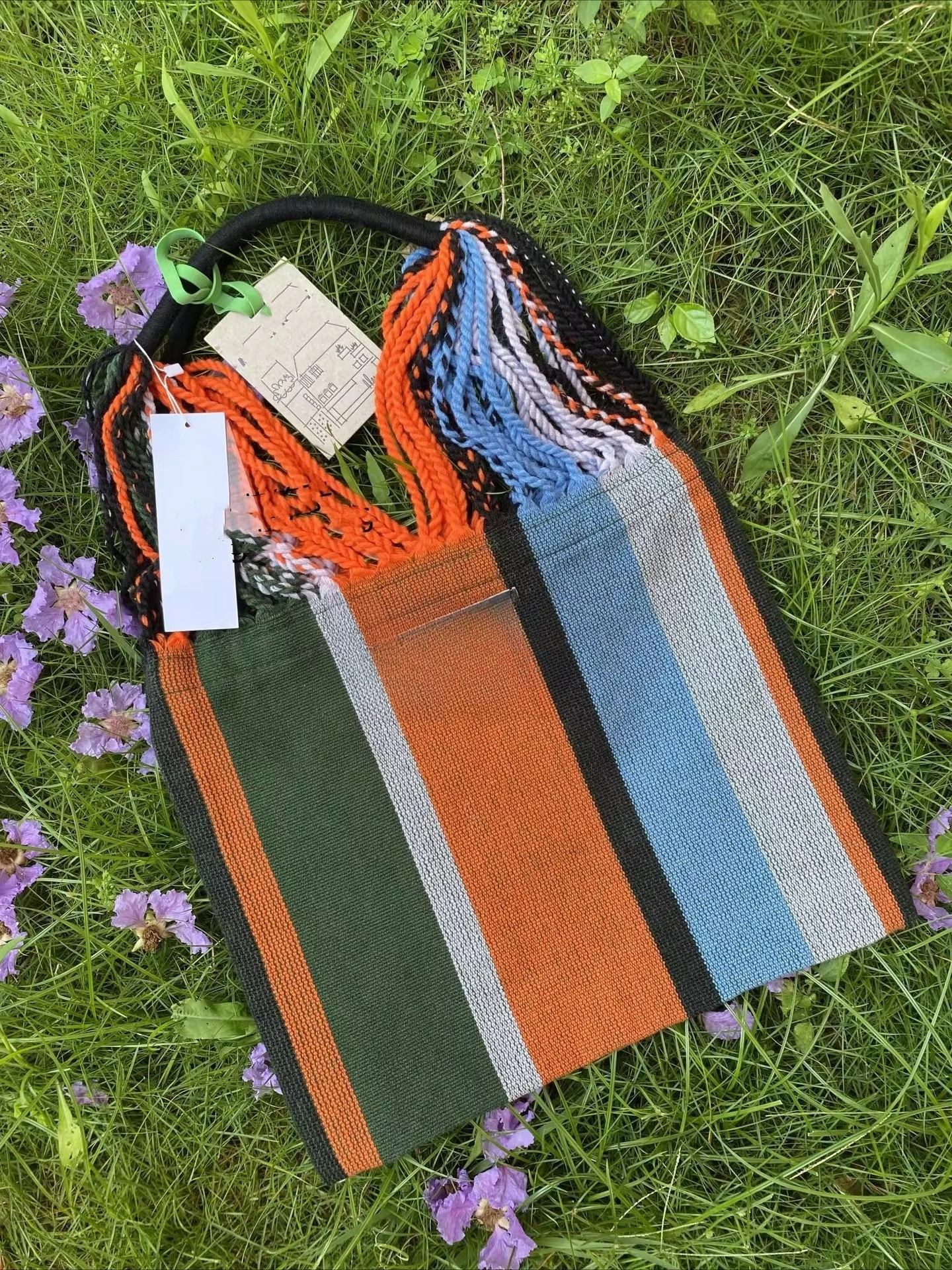 

Marni Canvas Hammock Bag Knit Stripe Woven Bag Large Capacity Shopper Casual Shoulder Handheld Tote for Women