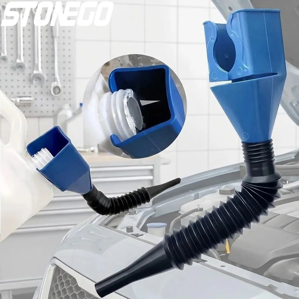 

1PC No-Drip Telescopic Flexible Funnel Swivel Square Design for Easy Oil Pouring Car Refueling Tool