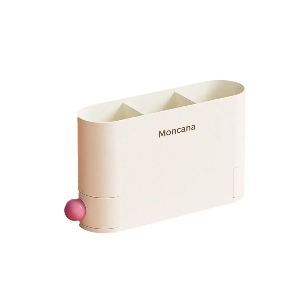 3 Grids Desktop Pen Holder with Drawers Large Capacity Makeup Storage Box Plastic Creative Stationery Storage Rack School