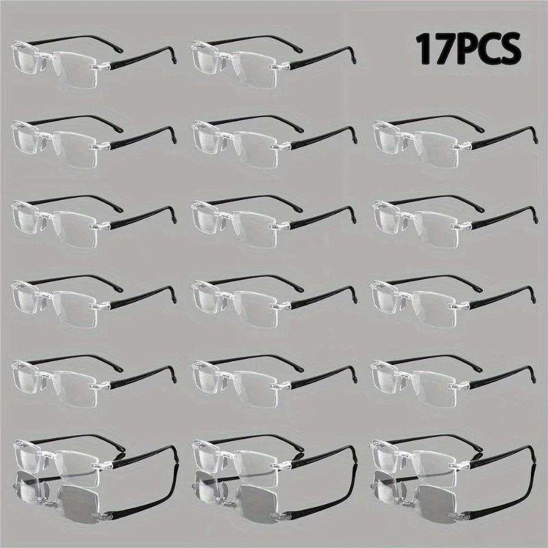 

17pcs Anti-Blue Light Frameless Reading Glasses Fashionable Eyeglasses Simple Reading Glasses Unisex