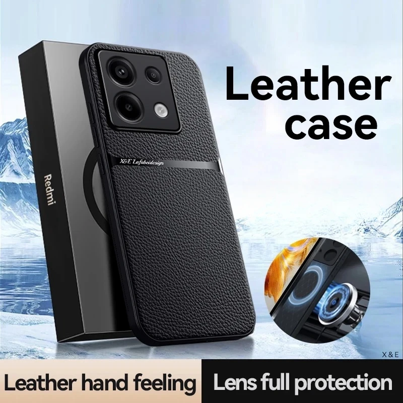 For Pocco M 6 Pro Case Leather Car Holder Magnetic Phone Case For Xiaomi Poco M6 Pro 4G Poko Little M6Pro Shockproof Back Cover