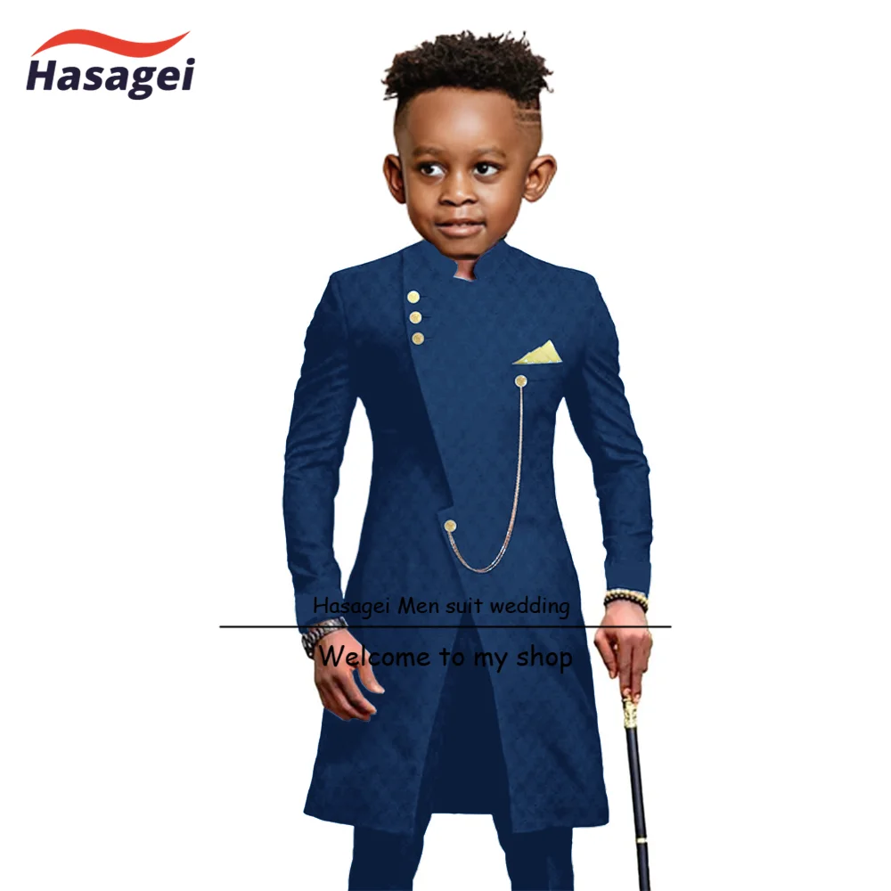 Traje de estilo indio para niños, Chaqueta larga de 2 piezas, pantalones, esmoquin de boda, Blazer personalizado para niños de 2 a 16 años