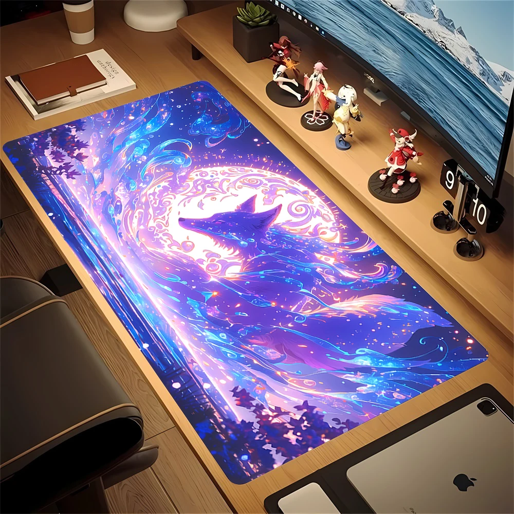 Anime Fox Mouse Pad XXL Large Game Mouse Mat Gaming Mousepad Game Speed Keyboard Table Pads Carpet Gamer Speed Deskmat 100x50cm