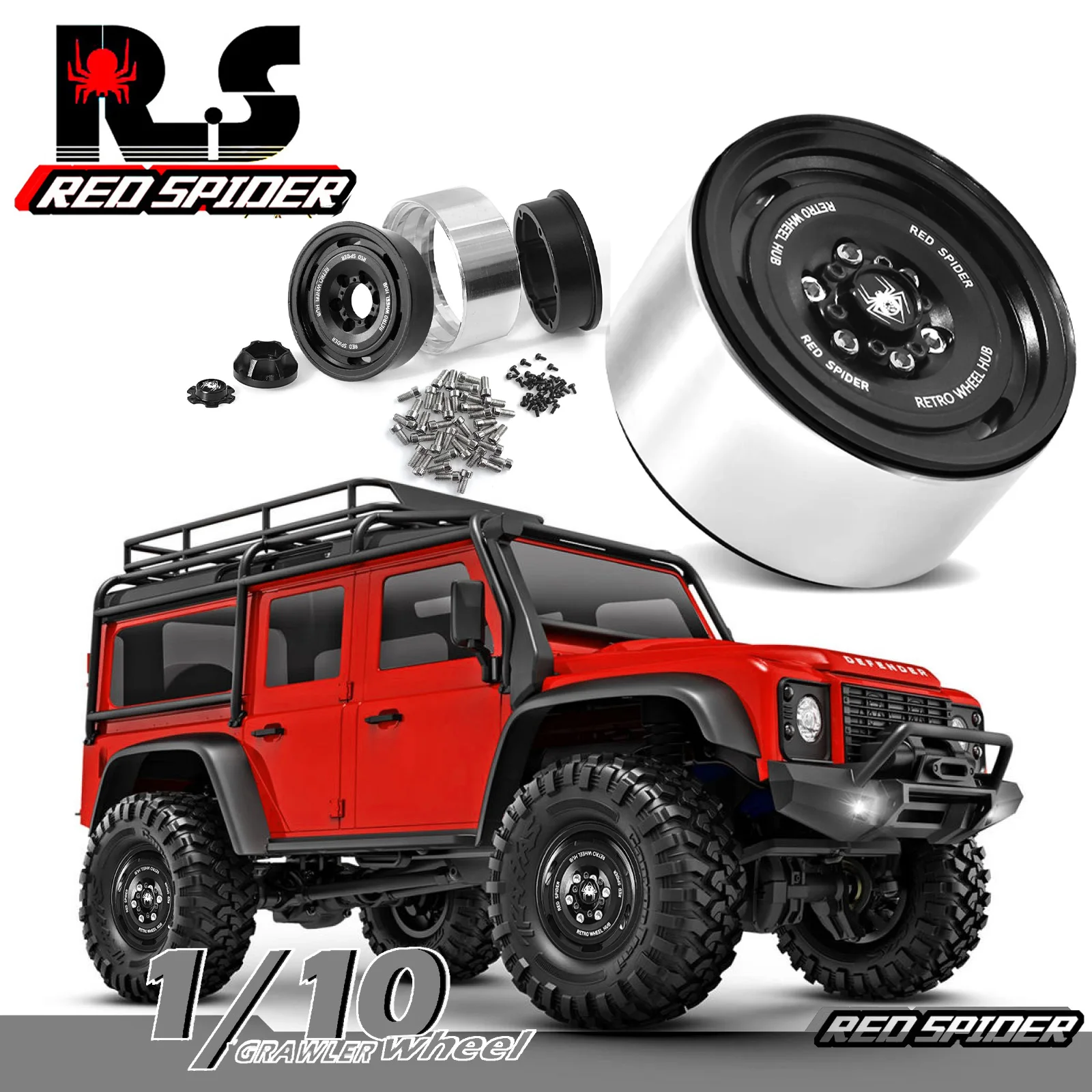 RS RC Metallo 1.9 "Beadlock Cerchione Set di Pneumatici per 1/10 RC Crawler Auto Axial SCX10 Wraith RR10 Capra Traxxas TRX4 YK4082 YK4083