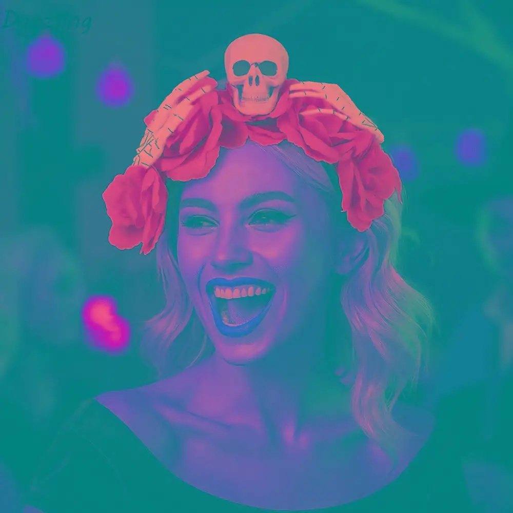 

Exaggerated Skull Head Headband Simulation Flower Colorful Halloween Hair Hoop Halloween Decor Funny Gothic Flower Hairband