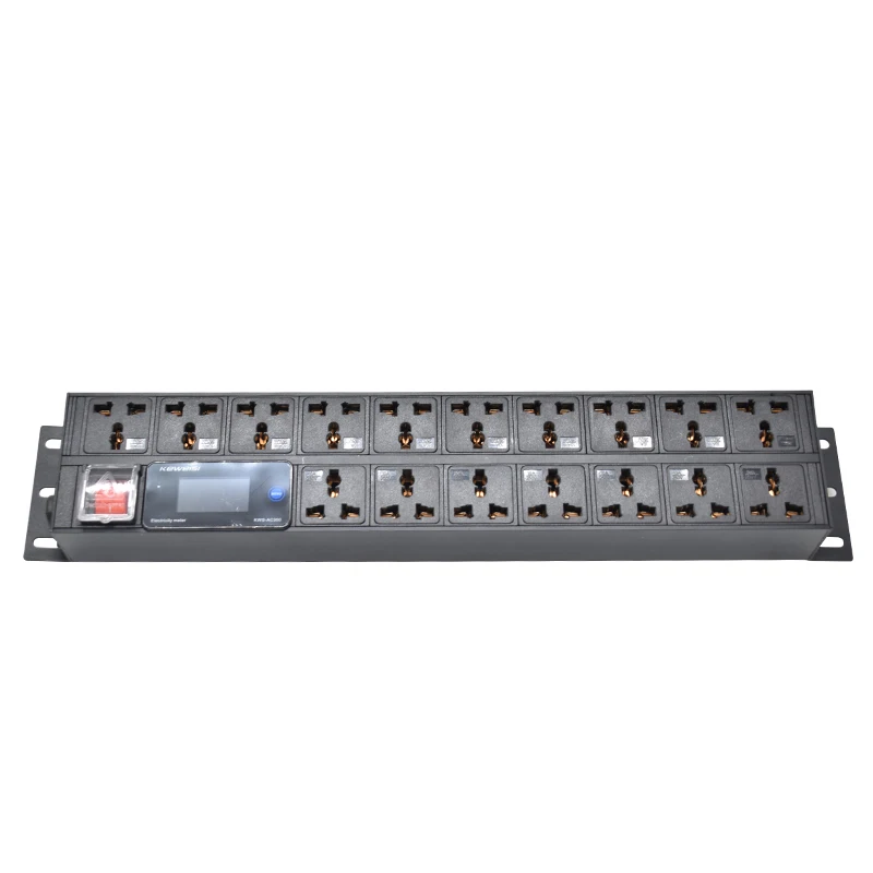 PDU Power Strip Distribution Unit, medidor de energia, voltímetro, amperímetro, soquete do interruptor, interruptor de ruptura, 17 maneiras, 2U, 19"