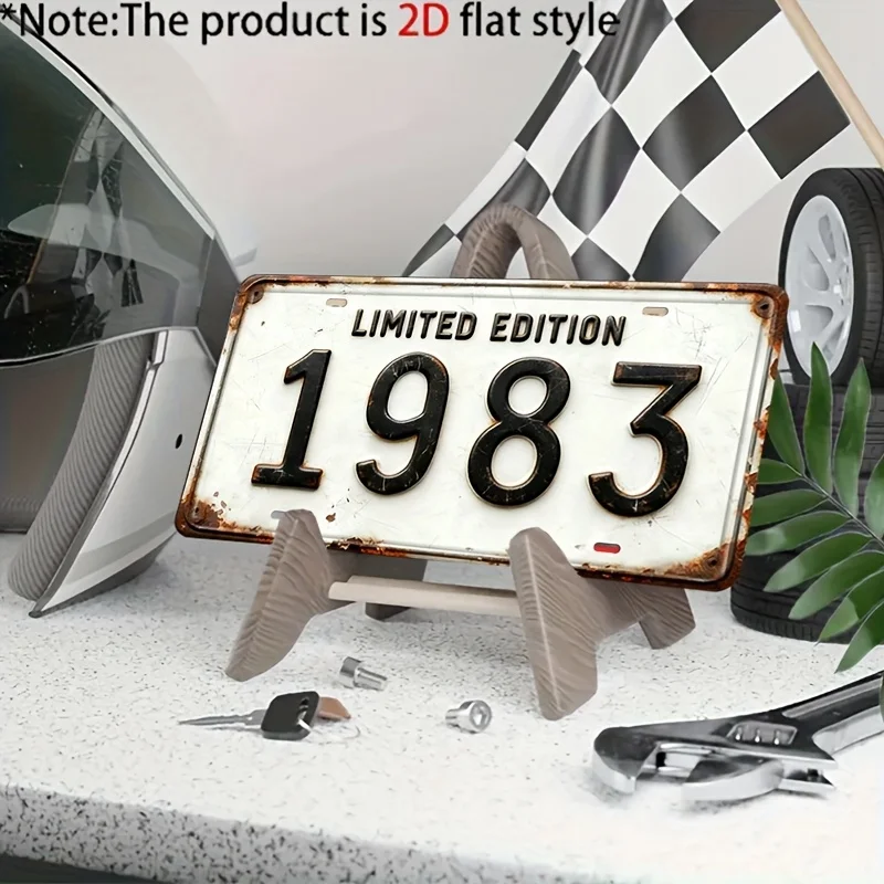 2D Flat - 1pc Vintage Limited Edition 1983 Metal Decorative Plaque | 2D Flat, Aluminum, Country Style Wall Decor, Ideal For Car