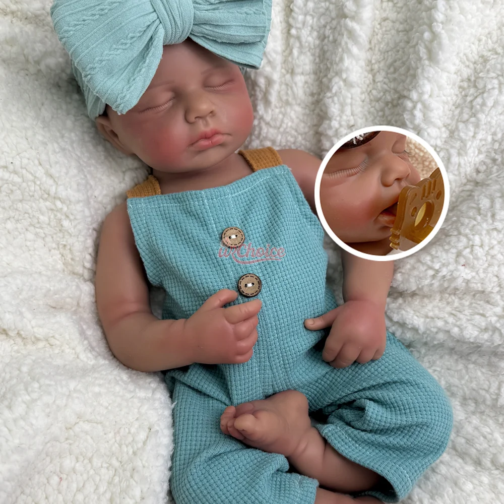 Loulou Dark & Light Colors 20Inch Silicone Reborn Doll For Birthday Gift Texture Waterproof Silicone Reborn Doll For Collectors