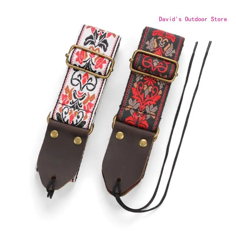 Guitar Strap Woven Embroidery Fabric Bass Strap Belt Guitar Shoulder Strap Gift X3UA