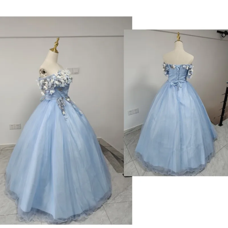 Vestidos clásicos De quinceañera sin hombros, elegantes Vestidos De flores para fiesta De graduación, sin mangas, con apliques, Vestidos hinchados, 2023