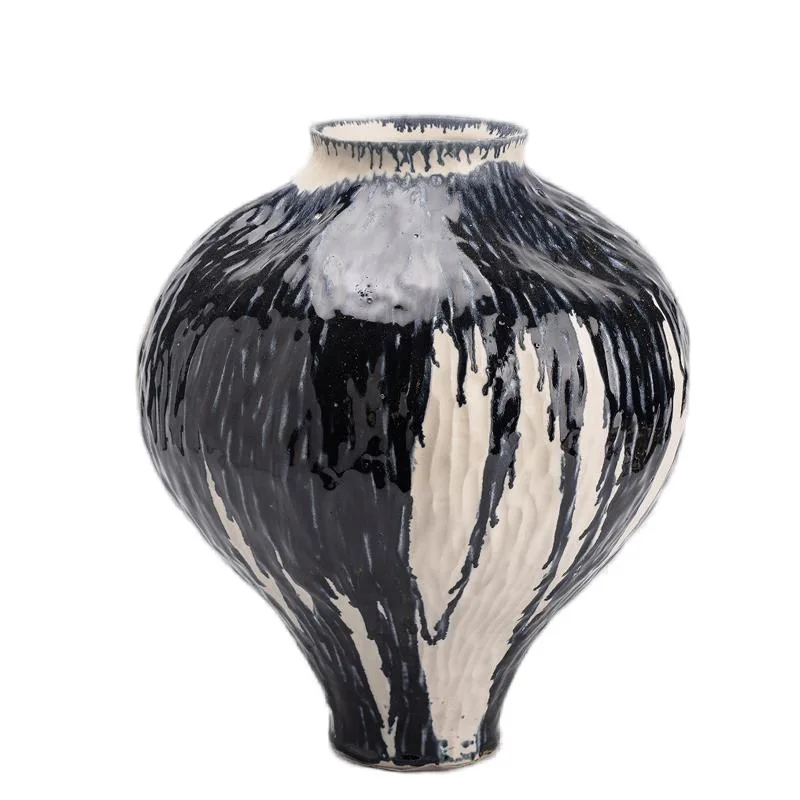 Wabi Jifeng kiln-changed glaze ceramic vase, living room tea room model room, entrance, Yanzhi flower arrangement, soft Chinese
