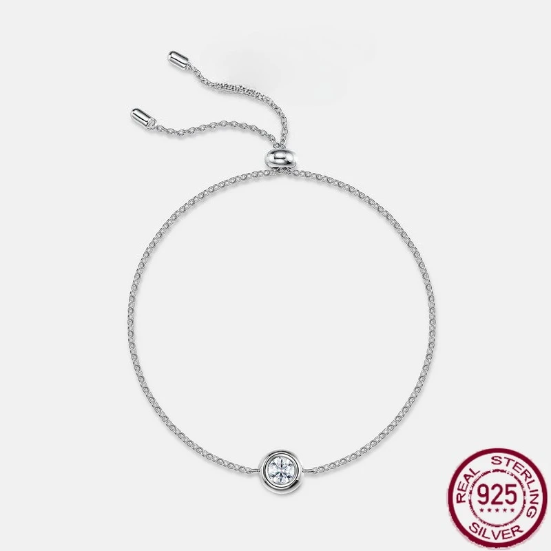 

New S925 pure silver sparkling moissanite package set with sparkling gemstone bracelet, simple wedding jewelry