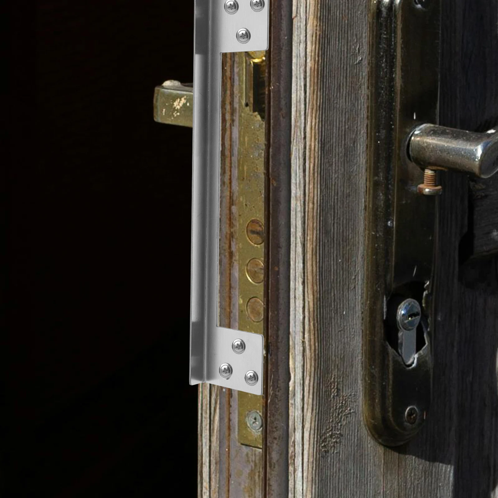 

7in Stainless Steel Protector Guard Plate Enhanced Security Metal Cover for Outswing Doors Latch Safety Protector Door Security
