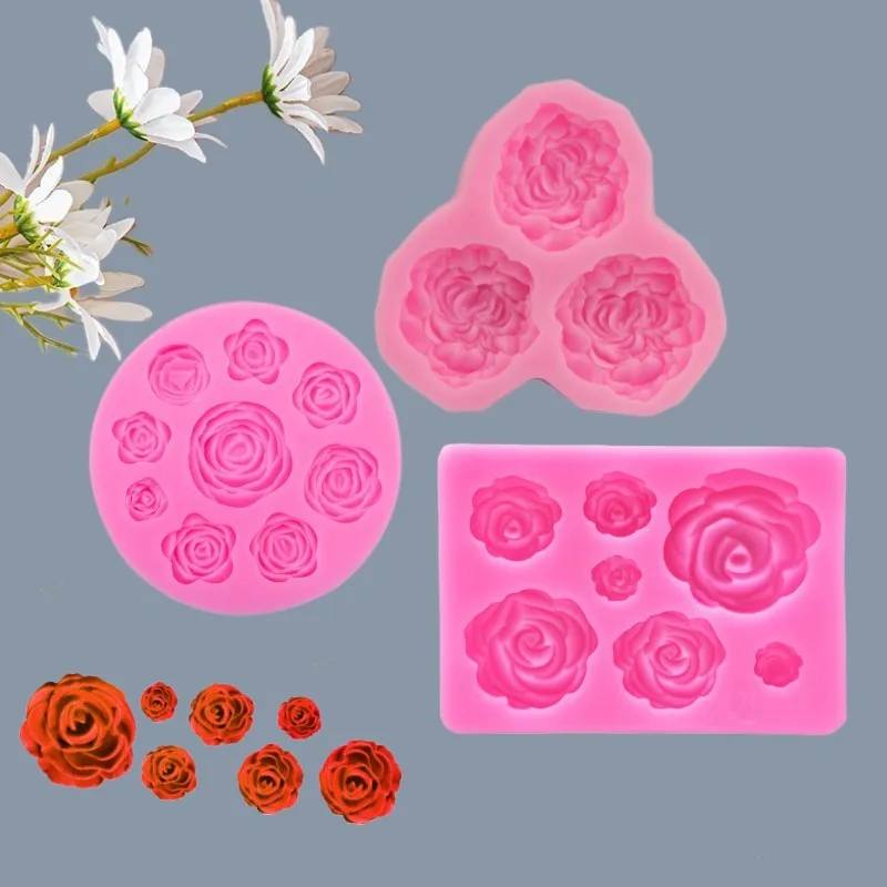 Geschenk DIY 3D Rose Form Form Eis Werkzeuge Silikon Eis Block Form Handgemachte Backformen Fondant Form