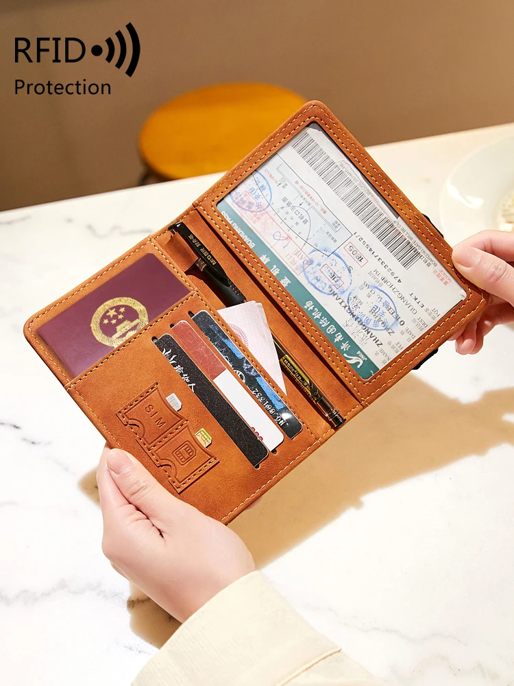 RFID Travel Passport Set/Vaccine Card Passport Holder Passport Wallet Multi functional PU Business Card Set Travel Accessories