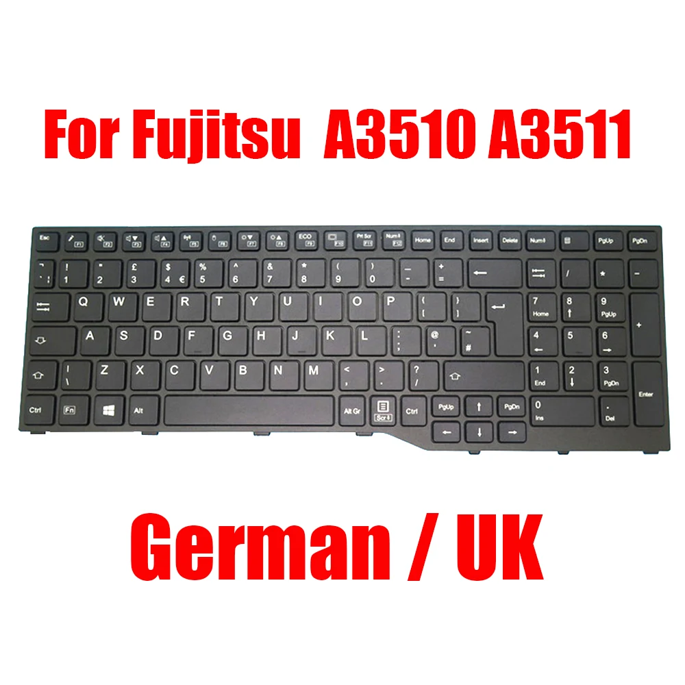 

UK GR Laptop Keyboard For Fujitsu For LifeBook A3510 A3511 CP799804-02 CP792471-01 German United Kingdom Black Without Backlit