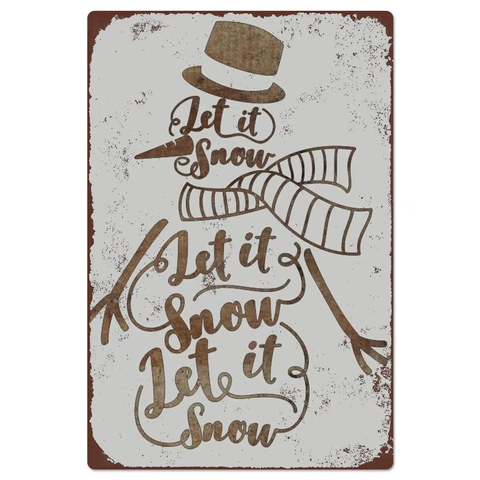 Vintage metal Board Hanging Let It Snow Wall Decor Vintage tmas Holiday Decoration For Cafe Bar Pub Home 12x16 Inches